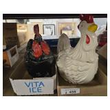 2 chicken cookie jars