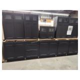 Midnight black 15 pc galley kitchen cabinet set