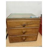 Wood Cabinet & Some Contents