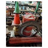 Snow fence, comes and barrel