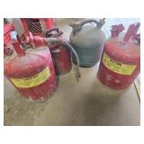 3 metal and 1 plastic gas can