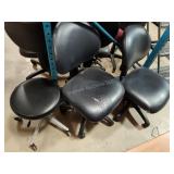 2 office chairs and stool