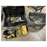 Lot of Dewalt drills, grease gun, batteries