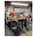 Heavy steel bench 5/8 top with contents