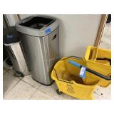 3 Items - Mop Bucket & Trash Cans