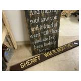 2 Wood Signs - 85" & 37" Long