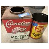 2 Vintage Tin Cans - No Lids, Rust