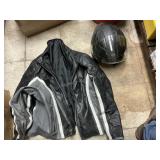 Leather coat and L helmet
