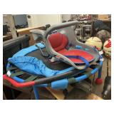 Snowboard and kids trampoline
