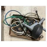 Bungee cords and drain auger