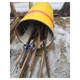 Metal barrel and assorted tools