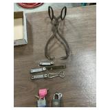 Ice tongs, can openers and locks