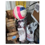 Water skis, lawn games and decor