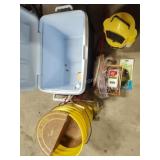 Cooler live well, buckets and other fishing items