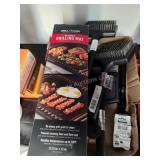 Grill brushes, glove and mat