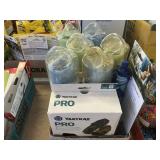 Lot of sports towels, water filter, Yaktrax