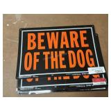 Beware of dog signs, metal