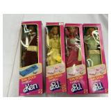 4 Barbie Dolls - 1980s - Sun Gold Malibu