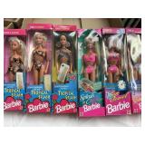6 Assorted Barbie Dolls - Beach Theme