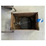 Vintage Wood Crate and Cast Iron Pan