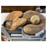Baseball glove and ball