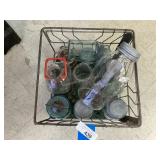 Vintage Wire Crate and Glass Jars