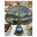Vintage Lamp with Glass Shade, 1 piece has a crack