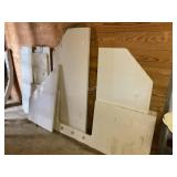 Silestone countertop and wood shelving