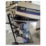 Evinrude 40hp boat motor with stand