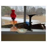 Saws, shoe last, lantern and cover