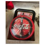 Coca Cola clock and tray