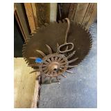 Vintage 16 tine tiller and 2 other items