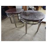 2 round side tables 26in dia