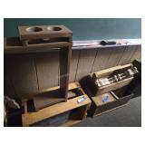 Crate, metal bin and other items