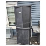 Plastic storage cabinet with contents