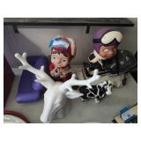 Ceramic figures and candle