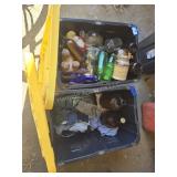Assorted bottles, 2 totes