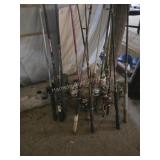 Assorted fishing poles