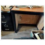 Desk, file cabinet and bulletin board