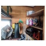 Jackstands, oil pans, assorted auto items