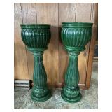2 Jardineires with Stands - One Cracked