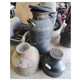 Milk can and 2 strainers