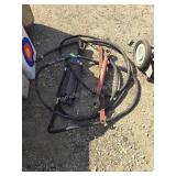 Linkage bar, hydraulic cylinders and hoses