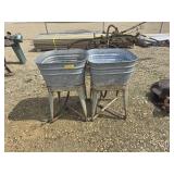 Vintage galvanized wash bins