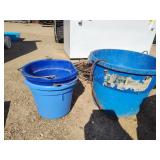 Heated water bucket and 2 buckets