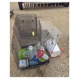 Cages and chicken feeders