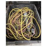 Tote of electrical cord and lights