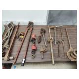 Pipe threaders, wrench, 42in bolt cutter, other