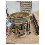 Pail with tool bag and other items