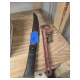 Knife and pipe wrench